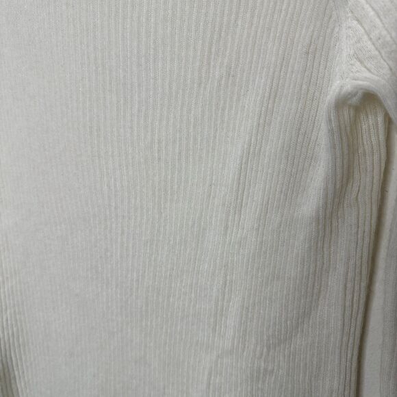 Allsaints Cream Ribbed Design Long Sleeve Round Neck Thin Light Sweater L - Picture 8 of 12